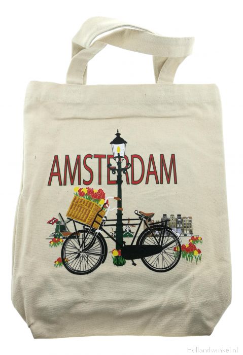 Heb geleerd krassen Nauwkeurigheid Stevige canvas tas Amsterdam fiets, gekleurd kopen bij HollandWinkel.NL