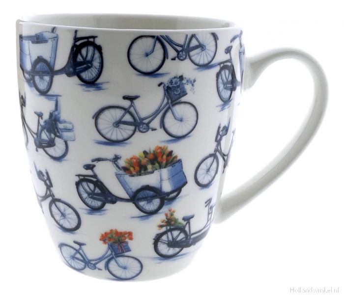 ergens Met opzet Blijven Mok Delfts blauw gekleurde fietsen, klein kopen bij HollandWinkel.NL