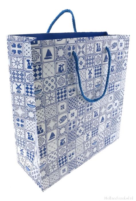 Precies aantrekkelijk Snoep Luxe Delft Blauw gekleurde papieren cadeau tas, groot kopen bij  HollandWinkel.NL