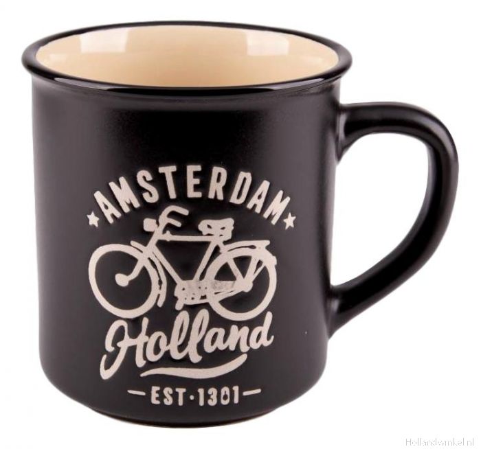 Mok "Amsterdam Holland" - Zwart kopen bij HollandWinkel.NL