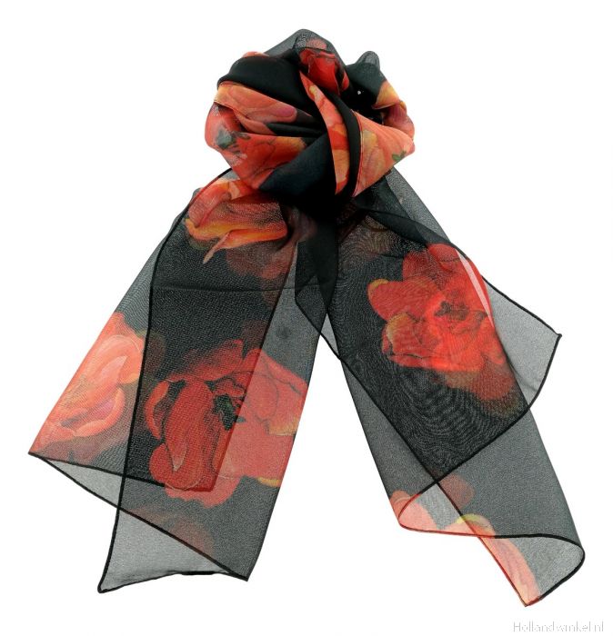 bovenste Meevoelen Ongewapend Dames sjaal Tulp rood, zwart kopen bij HollandWinkel.NL